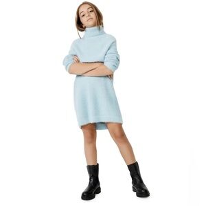 Bardot Junior Light Teal Lianna Knit Fuzzy Sweater Dress Girls 12-14